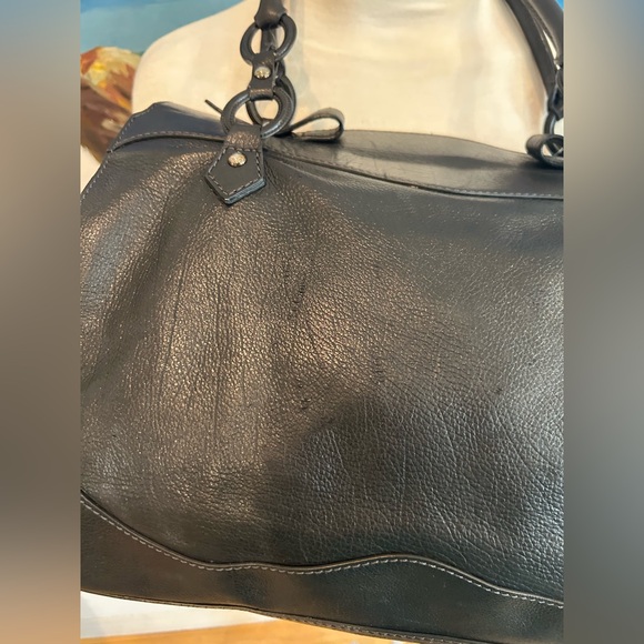 TODS Vintage Black Italian Leather Ring-Handled Satchel - Picture 13 of 16